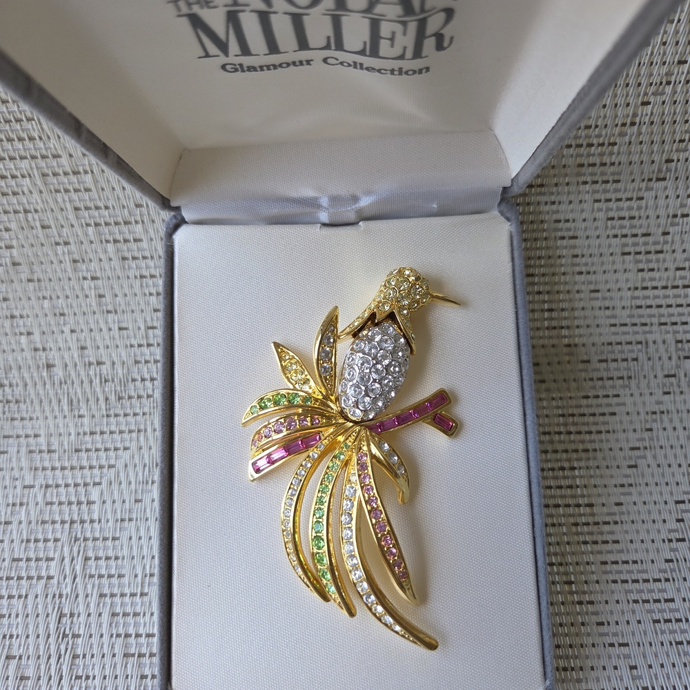 Nolan Miller Gold and Multicolor Bird Brooch